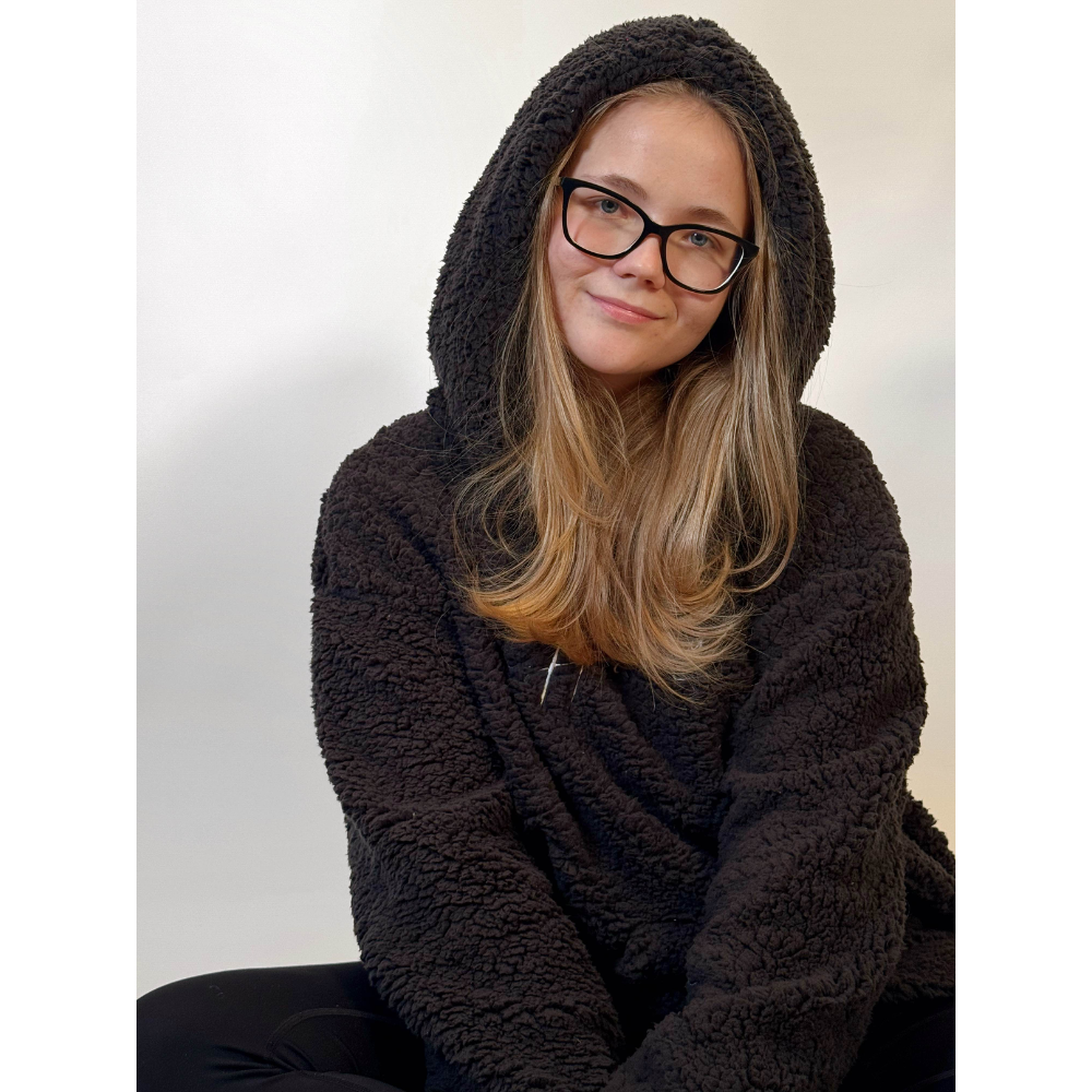 Hello Kitty Fluffy Oversized Hoodie - Black