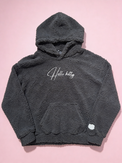Hello Kitty Fluffy Oversized Hoodie - Black