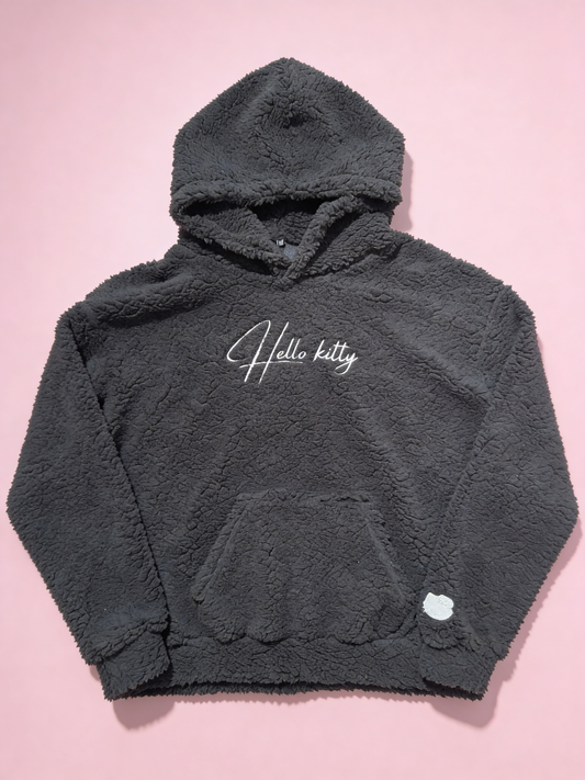 Hello Kitty Fluffy Oversized Hoodie - Black